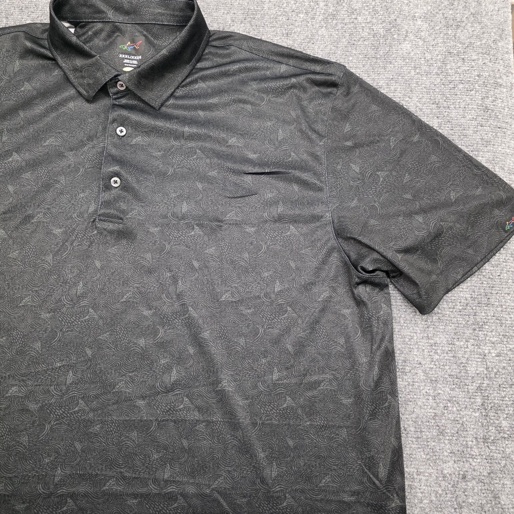 Greg Norman Mens 3XL Play Dry Golf Polo Shirt Gray Swirl Geometric Short Sleeve